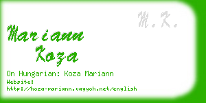 mariann koza business card